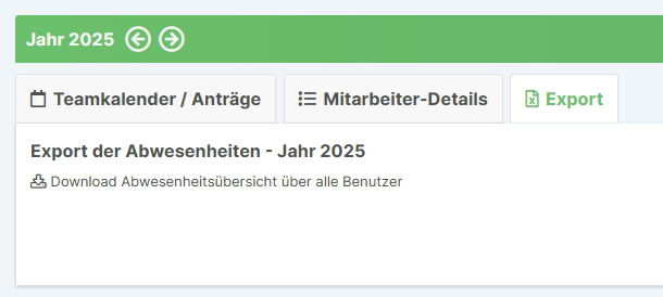 Excel-Export mit Abwesenheitsübersicht