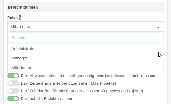 Detaillierte Berechtigungen für Mitarbeiter