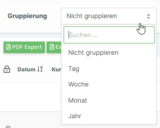 Gruppierungsoption nach Datum