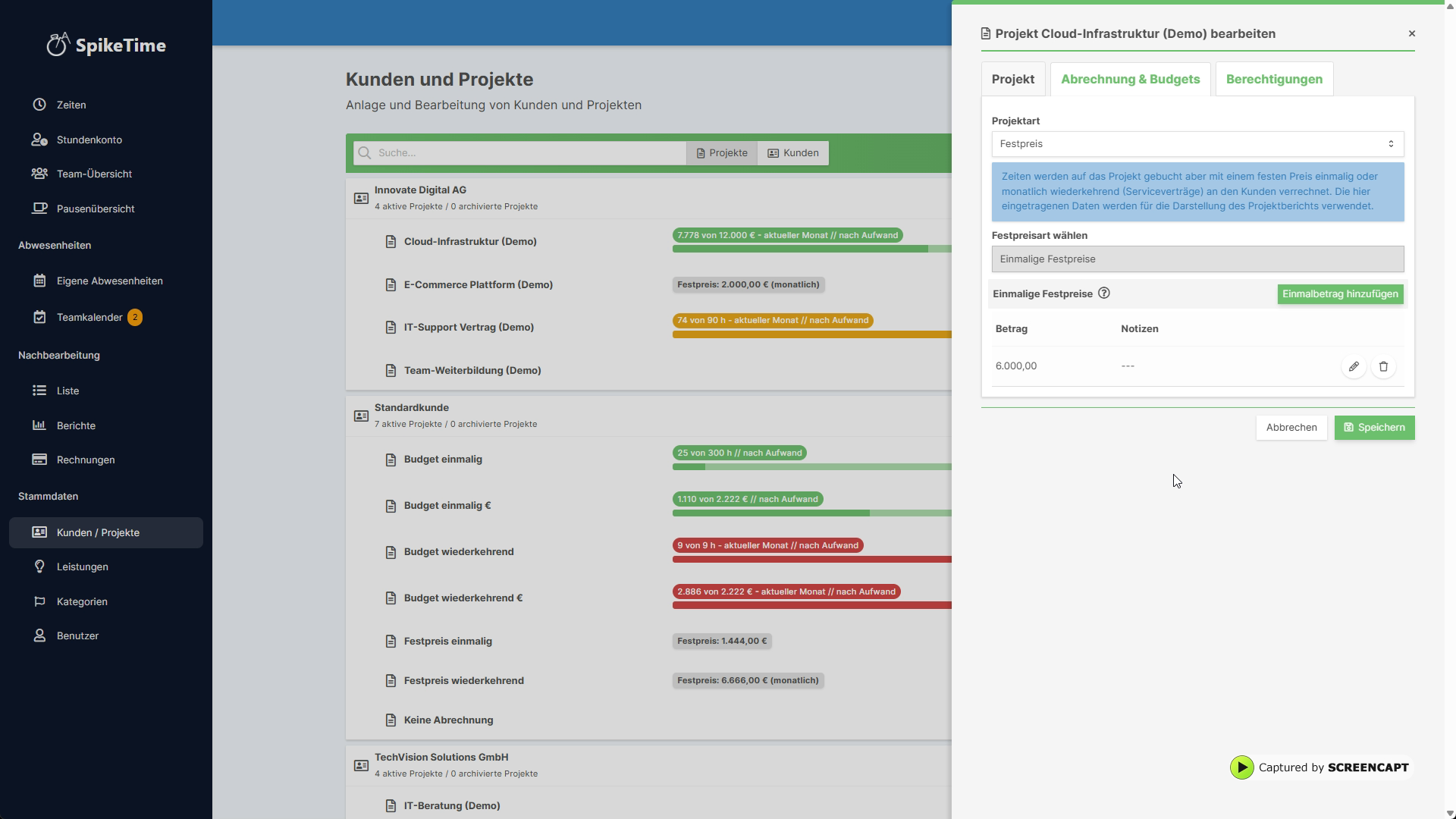 Berechtigungen für Projekte