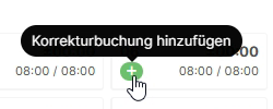 Korrekturbuchung über Plus-Symbol hinzufügen